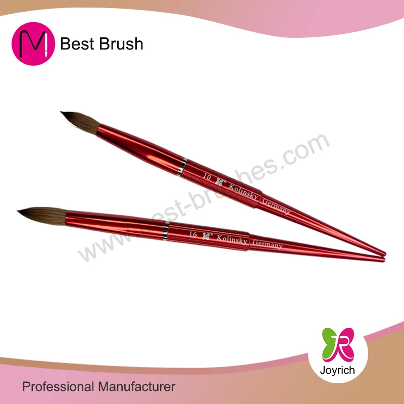 100% Kolinsky Anyar Red Aluminium Handle Acrylic Nail Brush