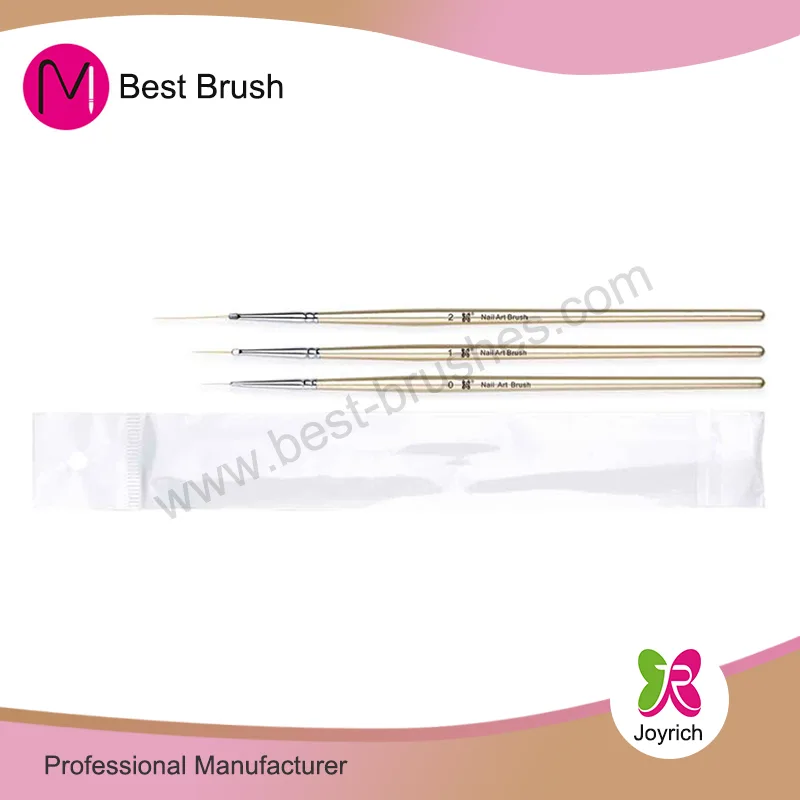 Set Sikat Nail Art Gagang Kayu Emas